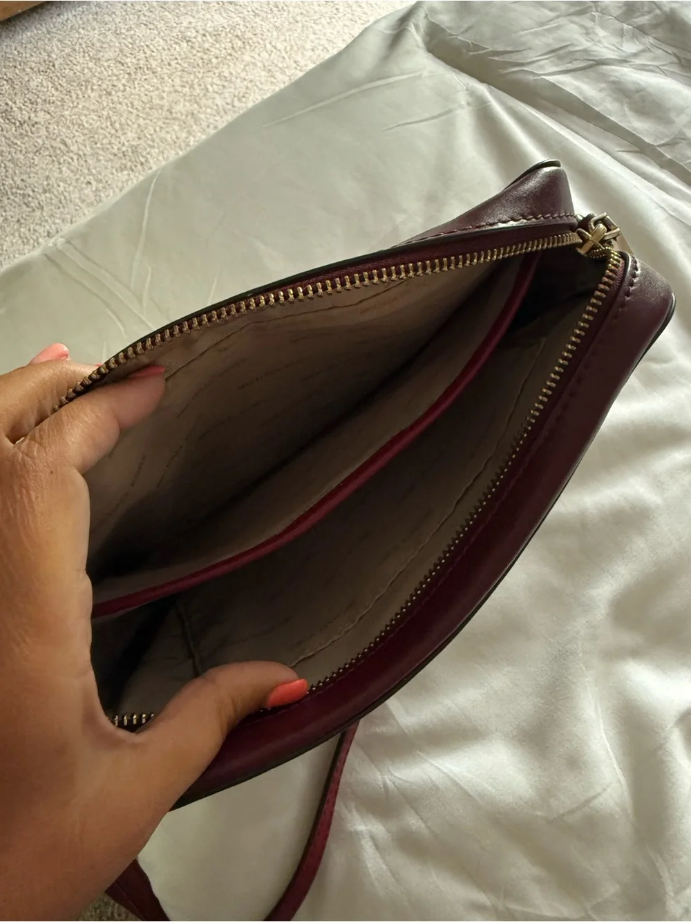 Michael Kors Brown and Red Trim Crossbody Bag